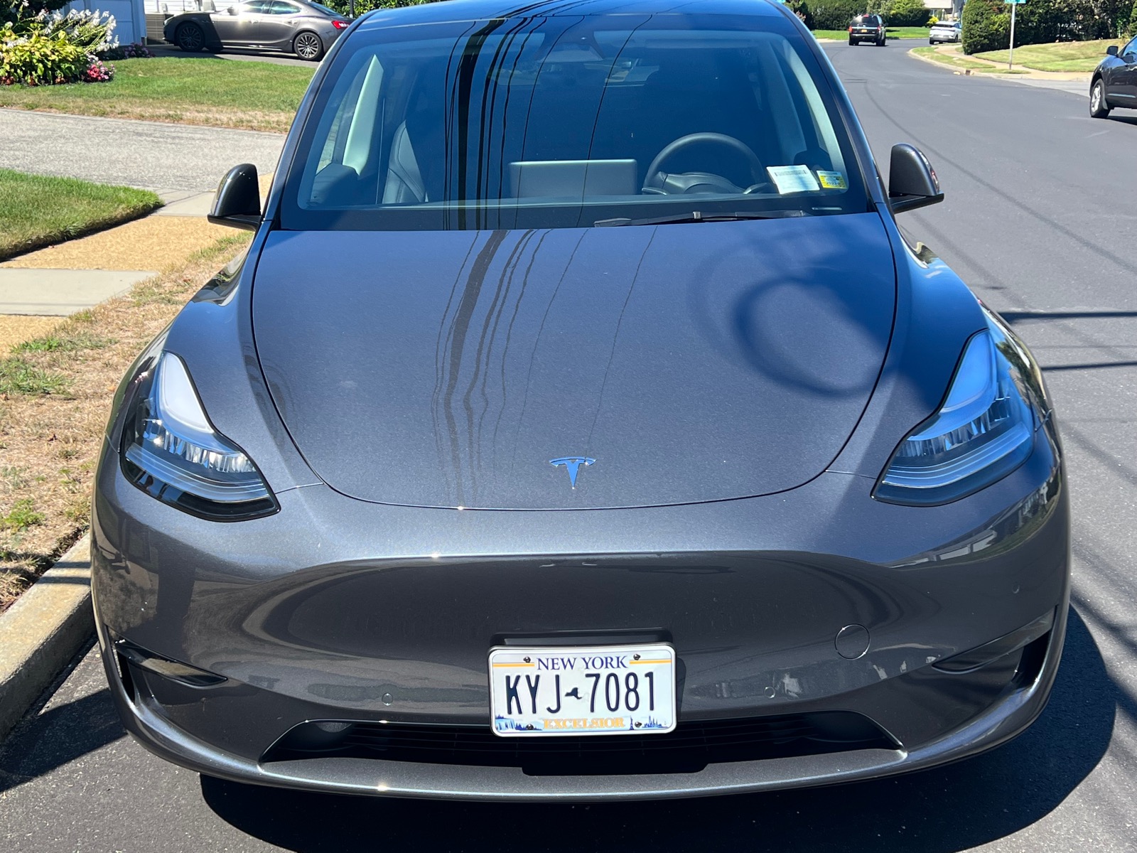 Tesla Matte Silver Model Y with Factory Plate Spotted in the Wild