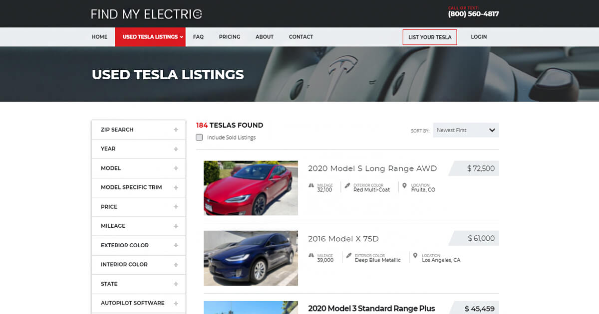 Used Tesla Listings - Find My Electric