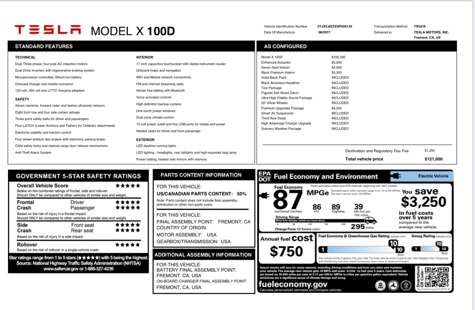 2017 Model X 100D full